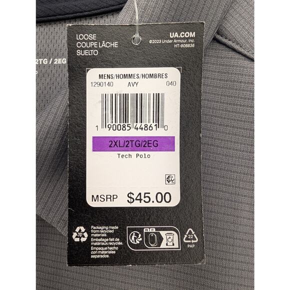 NWT Under Armour Men's UA Tech Polo in Graphite size 2XL - Picture 5 of 7